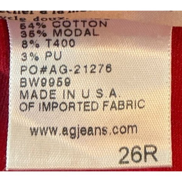 Adriano Goldschmied Red Velvet The Legging Super Skinny Jeans Size 26 Made In US - Picture 13 of 16